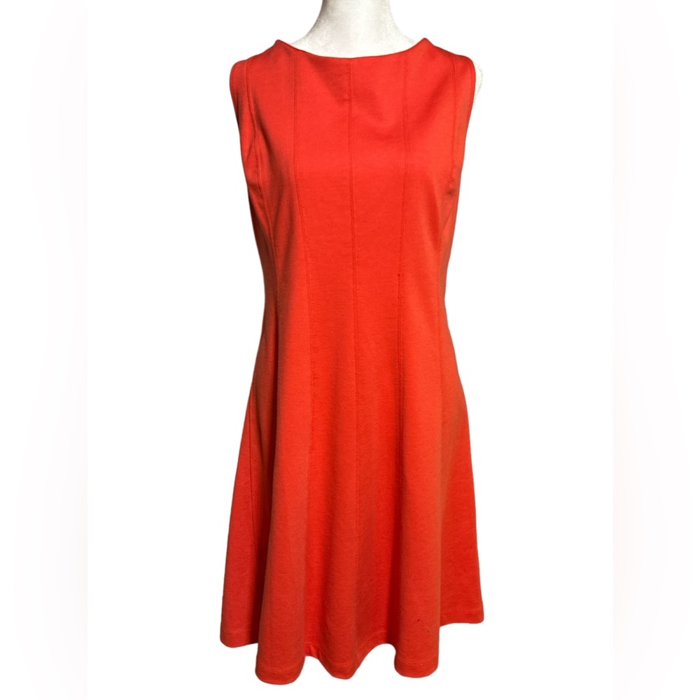 Ann Taylor Sleeveless Dress, Tomato Orange, Sz 12, Zip Up in Back, Knee Length